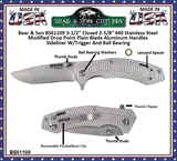 Bear & Son Cutlery BS61109 3-1/2" Closed 2-5/8″ 440 Stainless Steel Modified Drop Point Plain Blade Aluminum Handles Sideliner W/Trigger And Ball Bearing Pocket Knife Bear & Son Cutlery BS61109 3-1/2" Closed 2-5/8″ 440 Stainless Steel Modified Drop Point Plain Blade Aluminum Handles Sideliner W/Trigger And Ball Bearing Pocket Knife
