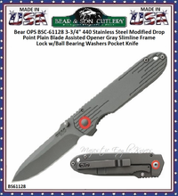 Bear & Son Cutlery BS61128 3-3/4" Closed 2-1/2" Gray Slimline Framelock W/ball Bearing Washer Edge Plain Blade Stainless Steel Handle Bear & Son Cutlery BS61128 3-3/4" Closed 2-1/2" Gray Slimline Framelock W/ball Bearing Washer Edge Plain Blade Stainless Steel Handle