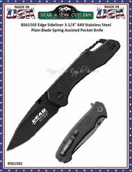 Bear & Son Cutlery BS61502 Edge Sideliner 3-1/4" 440 Stainless Steel Plain Blade Spring Assisted Pocket Knife   