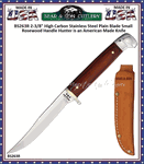 Bear & Sons Cutlery BS263R Bear 2-3/8" High Carbon Steel Plain Blade, Rosewood Handle Small Hunter Brown Leather Sheath