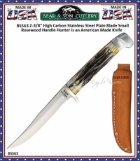 Bear & Sons Cutlery BS563 Fixed Blade Knife 3.15" Polished Clip Point, Genuine India Stag Handles w/ Nickel Silver Bolsters, Leather Sheath Bear & Sons Cutlery BS563 Fixed Blade Knife 3.15" Polished Clip Point, Genuine India Stag Handles w/ Nickel Silver Bolsters, Leather Sheath