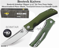 Bestech Knives BG05B-1 Bestech Scimitar Flipper 3.75" D2 Two-Tone Satin/Stonewashed Blade, Green G10 Handle Knife Bestech Knives BG05B-1 Bestech Scimitar Flipper 3.75" D2 Two-Tone Satin/Stonewashed Blade, Green G10 Handle Knife