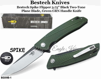 Bestech Knives BG09B-1 Bestech Spike Flipper Knife 3.75" Black Two-Tone Blade, Green GRN Handle Knife Bestech Knives BG09B-1 Bestech Spike Flipper Knife 3.75" Black Two-Tone Blade, Green GRN Handle Knife