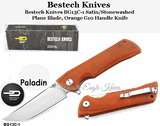 Bestech Knives BG13C-1 Bestech Paladin Flipper Knife 3.62" D2 Two-Tone Satin/Stonewashed Blade, Orange G10 Handle Knife