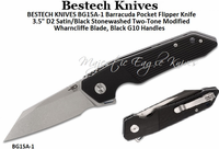 BESTECH KNIVES BG15A-1 Barracuda Pocket Flipper Knife 3.5" D2 Satin/Black Stonewashed Two-Tone Modified Wharncliffe Blade, Black G10 Handles BESTECH KNIVES BG15A-1 Barracuda Pocket Flipper Knife 3.5" D2 Satin/Black Stonewashed Two-Tone Modified Wharncliffe Blade, Black G10 Handles