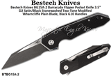 Bestech Knives BG15A-2 Barracuda Flipper Pocket Knife 3.5" D2 Satin/Black Stonewashed Two-Tone Modified Wharncliffe Plain Blade, Black G10 Handles 