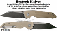 Bestech Knives BG15C-2 Barracuda Flipper Pocket Knife 3.5" D2 Satin/Black Stonewashed Two-Tone Modified Wharncliffe Plain Blade, Beige G10 Handles Bestech Knives BG15C-2 Barracuda Flipper Pocket Knife 3.5" D2 Satin/Black Stonewashed Two-Tone Modified Wharncliffe Plain Blade, Beige G10 Handles