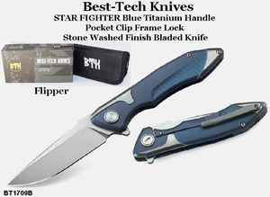 Bestech Knives BT1709B Starfighter Flipper 3.5" S35VN Two-Tone Blade, Blue Titanium Handled Knife Bestech Knives BT1709B Starfighter Flipper 3.5" S35VN Two-Tone Blade, Blue Titanium Handled Knife