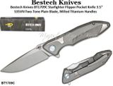 Bestech Knives BT1709C Starfighter Flipper Pocket Knife 3.5" S35VN Two-Tone Plain Blade, Milled Titanium Handles Bestech Knives BT1709C Starfighter Flipper Pocket Knife 3.5" S35VN Two-Tone Plain Blade, Milled Titanium Handles