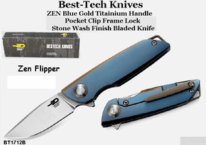 Bestech Knives BT1712B Bestech Zen Flipper Knife 2" S35VN Drop Point Blade, Blue and Gold Titanium Handle Knife Bestech Knives BT1712B Bestech Zen Flipper Knife 2" S35VN Drop Point Blade, Blue and Gold Titanium Handle Knife
