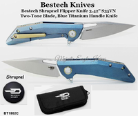 Bestech Knives BT1802C Bestech Shrapnel Flipper Knife 3.42" S35VN Two-Tone Blade, Blue Titanium Handle Knife Bestech Knives BT1802C Bestech Shrapnel Flipper Knife 3.42" S35VN Two-Tone Blade, Blue Titanium Handle Knife