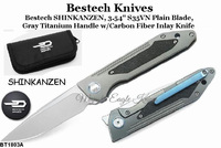 Bestech Knives BT1803A Bestech Shinkansen Front Flipper Knife 3.54" S35VN Two-Tone Blade, Gray Titanium Handles with Carbon Fiber Inlays Bestech Knives BT1803A Bestech Shinkansen Front Flipper Knife 3.54" S35VN Two-Tone Blade, Gray Titanium Handles with Carbon Fiber Inlays