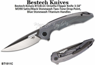 Bestech Knives BT1811C Ornetta Flipper Pocket Knife 3.58" M390 Satin/Black Stonewash Two-Tone Drop Point, Plain Blade Blue Stonewash Titanium Handles Bestech Knives BT1811C Ornetta Flipper Pocket Knife 3.58" M390 Satin/Black Stonewash Two-Tone Drop Point, Plain Blade Blue Stonewash Titanium Handles