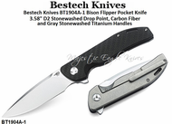 Bestech Knives BT1904A-1 Bison Flipper Pocket Knife 3.58" D2 Stonewashed Drop Point, Carbon Fiber and Gray Stonewashed Titanium Handles Bestech Knives BT1904A-1 Bison Flipper Pocket Knife 3.58" D2 Stonewashed Drop Point, Carbon Fiber and Gray Stonewashed Titanium Handles