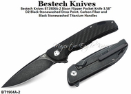 Bestech Knives BT1904A-2 Bison Flipper Pocket Knife 3.58" D2 Black Stonewashed Drop Point, Carbon Fiber and Black Stonewashed Titanium Handles Bestech Knives BT1904A-2 Bison Flipper Pocket Knife 3.58" D2 Black Stonewashed Drop Point, Carbon Fiber and Black Stonewashed Titanium Handles