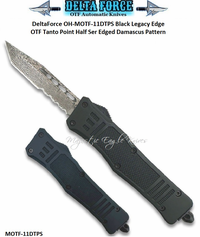 Black Legacy OH-MOTF-11DTPS Edge OTF Tanto Point Half Ser & Edged Etched Damascus Pocket Knife Black Legacy OH-MOTF-11DTPS Edge OTF Tanto Point Half Ser & Edged Etched Damascus Pocket Knife