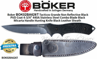 Boker Cutlery BOK02BA626T Tacticos Grande Non Reflective Black PVD Coat 4-3/4" 440A Stainless Steel Combo Blade Black Micarta Handle Hunting Knife Black Leather Sheath Boker Cutlery BOK02BA626T Tacticos Grande Non Reflective Black PVD Coat 4-3/4" 440A Stainless Steel Combo Blade Black Micarta Handle Hunting Knife Black Leather Sheath