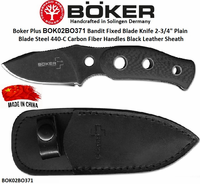 Boker Cutlery BOK02BO371 Böker Plus Bandit Fixed Blade Hunting Knife 2-3/4" 440C Stainless Steel Plain Blade Carbon Fiber Handles Boker Cutlery BOK02BO371 Böker Plus Bandit Fixed Blade Hunting Knife 2-3/4" 440C Stainless Steel Plain Blade Carbon Fiber Handles