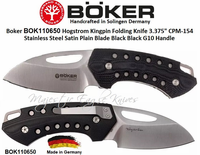 Boker Cutlery BOK110650 Hogstrom Kingpin Folding Knife 3.375" CPM-154 Stainless Steel Satin Plain Blade Black Black G10 Handle Boker Cutlery BOK110650 Hogstrom Kingpin Folding Knife 3.375" CPM-154 Stainless Steel Satin Plain Blade Black Black G10 Handle