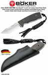 Boker Cutlery BOK120579M Tree Brand� 3-1/4" D2 Carbon Steel Plain Blade Solid Forest Green Canvas Micarta Handle Fixed Blade Knife, Black, Leather Boker Belt Sheath and Black Presentation Gift Box