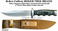 Boker Magnum BO02MB207 Safari Mate Fixed 6" Bowie Blade Laminated Wood Handle Leather Sheath Boker Magnum BO02MB207 Safari Mate Fixed 6" Bowie Blade Laminated Wood Handle Leather Sheath