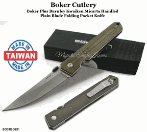 Boker Plus BO01BO291 Burnley Kwaiken Micarta Handled Plain Blade Folding Knife