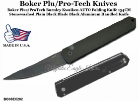 Boker Plus/Pro-Tech BO06EX292 Boker Burnley Kwaiken 3.5" 154CM Plain Black Blade, Black Aluminum Handled AUTO Folding Knife Boker Plus/Pro-Tech BO06EX292 Boker Burnley Kwaiken 3.5" 154CM Plain Black Blade, Black Aluminum Handled AUTO Folding Knife
