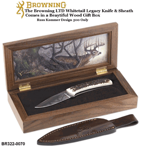 Bowning Cutlery BR322-0070 The Browning LTD Whitetail Legacy Knife with Gift Box