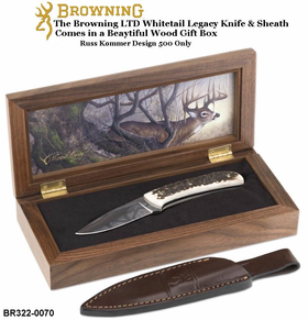 Bowning Cutlery BR322-0070 The Browning LTD Whitetail Legacy Knife with Gift Box