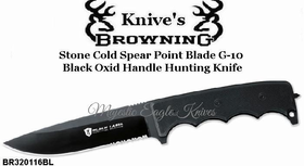 Browning BR320116BL Black Label Stone Cold Spear Point, G-10 Black Handle Hunting Knife Browning BR320116BL Black Label Stone Cold Spear Point, G-10 Black Handle Hunting Knife