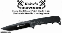 Browning BR320116BL Black Label Stone Cold Spear Point, G-10 Black Handle Hunting Knife