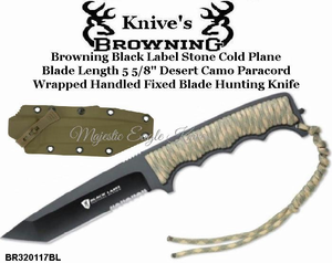 Browning BR320117BL Stone Cold Fixed Blade Paracord, Handle Tanto Combo Blade Knife Browning BR320117BL Stone Cold Fixed Blade Paracord, Handle Tanto Combo Blade Knife