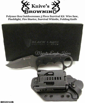 Browning BR320142BL Browning Black Label Strike Force Fixed Blade Tactical Knife 4" Karambit-Style Blade Black G-10 Scales Handle Boxed