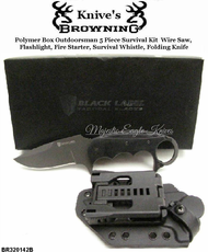 Browning BR320142BL Browning Black Label Strike Force Fixed Blade Tactical Knife 4" Karambit-Style Blade Black G-10 Scales Handle Boxed