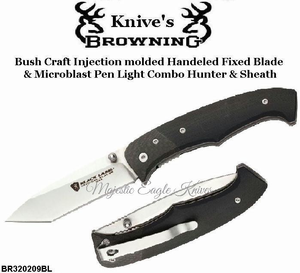 Browning BR320209BL Browning Black Label Decoded Assisted Folding Knife 3.125" Satin Tanto Blade, Black Textured G10 Handles with Carbon Fiber Bolsters