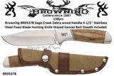 Browning Browning BR0537B Sage Creek Zebra wood Handle 4-1/2" Stainless Steel Fixed Blade Hunting Knife Waxed Canvas Belt Sheath Included