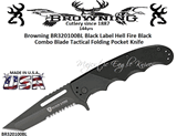 Browning Cutlery BR320100BL Black Label Hell Fire Tanto Assi/Open Tactical Knife