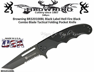 Browning Cutlery BR320100BL Black Label Hell Fire Tanto Assi/Open Tactical Knife