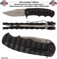 Browning Cutlery BR320179BL Black Label Steel Duty Assisted Open Folder Knife