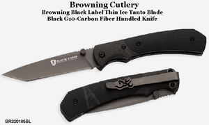 Browning Cutlery BR320185BL Black Label Thin Ice Coyote Black G-10 scales and carbon fiber bolstered Knife