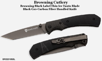 Browning Cutlery BR320185BL Black Label Thin Ice Coyote Black G-10 scales and carbon fiber bolstered Knife
