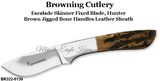 Browning Cutlery BR3220130 Browning Escalade Skinner Fixed 2.5" Mirror Polished Blade, Brown Jigged Bone Handles, Leather Sheath