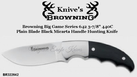 Browning Cutlery BR322642 Browning Big Game Series 642 3-7/8" 440C Plain Blade Black Micarta Handle Hunting Knife