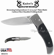 Browning Cutlery BR322743 Browning Independence G-10 3.125" Plain Blade Carbon Fiber Handled Folding Knife