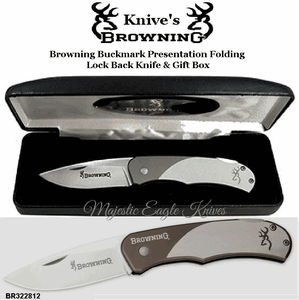 Browning Cutlery BR322812 Browning Buckmark Presentation Folding Lock Back Knife & Gift Box