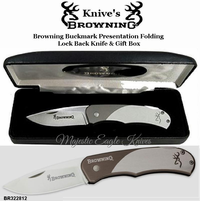 Browning Cutlery BR322812 Browning Buckmark Presentation Folding Lock Back Knife & Gift Box
