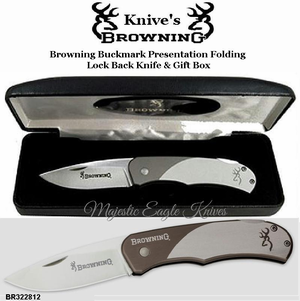 Browning Cutlery BR322812 Browning Buckmark Presentation Folding Lock Back Knife & Gift Box
