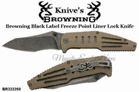 Browning Cutlery Browning BR322-0268 Browning Black Label Freeze Point Folding Knife 3.5" Tanto Point 7Cr17MoV Stainless Steel Plain Blade G-10 Handle