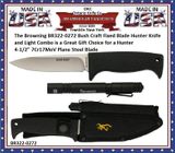 Browning Cutlery Browning BR322-0272 Browning Bush Craft Black Light Combo Fixed Blade Knife w/ Sheath & Penlight