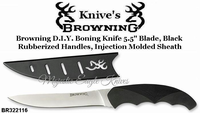 Browning Cutlery Browning BR322-216 Browning D.I.Y. Boning Knife 5.5" Blade, Black Rubberized Handles, Injection Molded Sheath